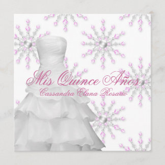 Pink Winter Wonderland Quinceanera Invitation