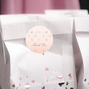 Pink Winter Wonderland Snowflake Baby Thank You Classic Round Sticker