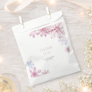 Pink Winter Wonderland Snowflake First Birthday Favour Bag