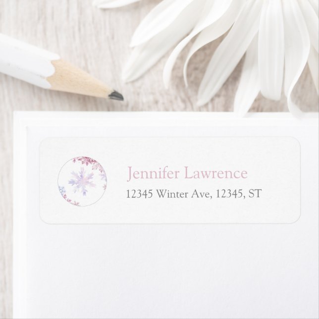 Pink Winter Wonderland Snowflake Return Address  Label (Insitu)