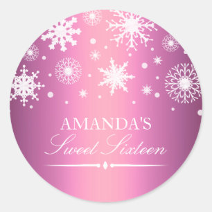 Pink Winter Wonderland Sweet 16 Sticker