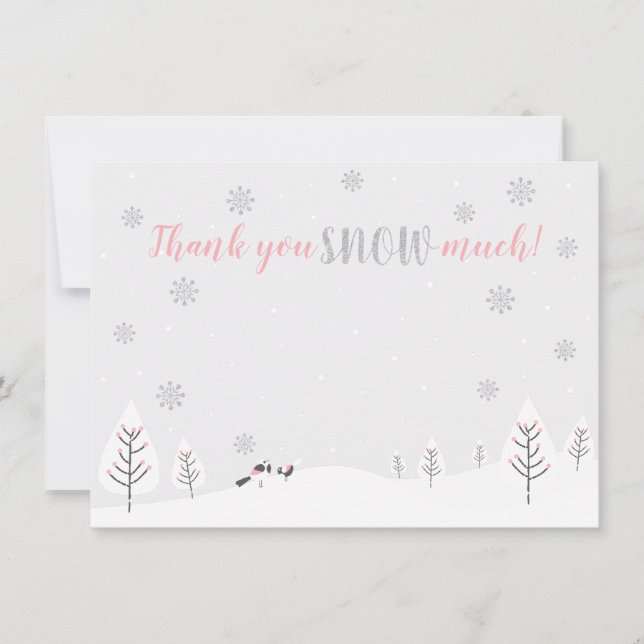 Pink Winter Wonderland - Thank you note card (Front)