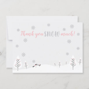Pink Winter Wonderland - Thank you note card