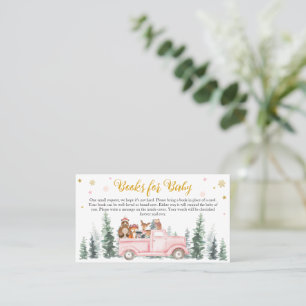  Pink Winter Woodland Baby Shower Books for Baby Business Card