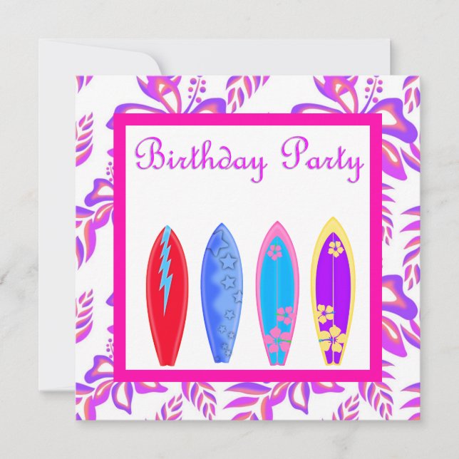PINK WIPE OUT BIRTHDAY PARTY INVITATION (Front)