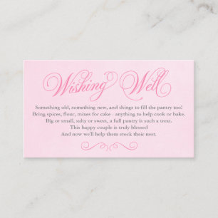 Pink Wishing Well Insert Card Wedding / Shower