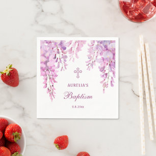 Pink Wisteria Baptism Napkin