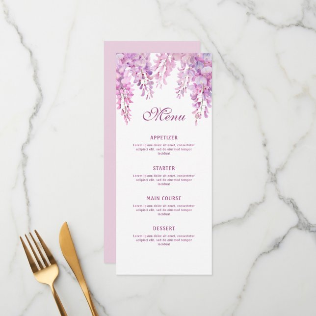 Pink Wisteria Classic Menu (Front/Back In Situ)