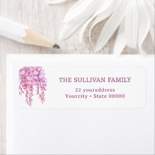 Pink wisteria return address label
