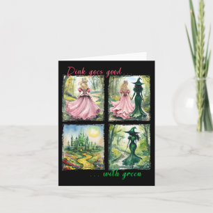 Pink Witch Goes Good With Green Halloween Witch Wo Card