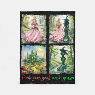 Pink Witch Goes Good With Green Halloween Witch Wo Fleece Blanket