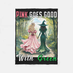 Pink Witch Goes Good With Green Halloween Witch Wo Fleece Blanket