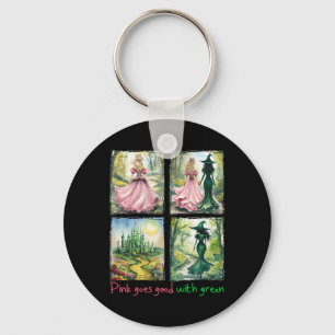 Pink Witch Goes Good With Green Halloween Witch Wo Key Ring