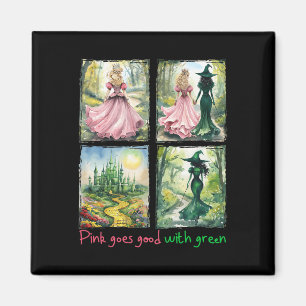 Pink Witch Goes Good With Green Halloween Witch Wo Magnet