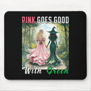 Pink Witch Goes Good With Green Halloween Witch Wo Mouse Pad