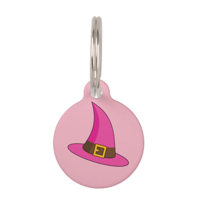 Pink Witch Hat | Add Name Pet Tag (Front)