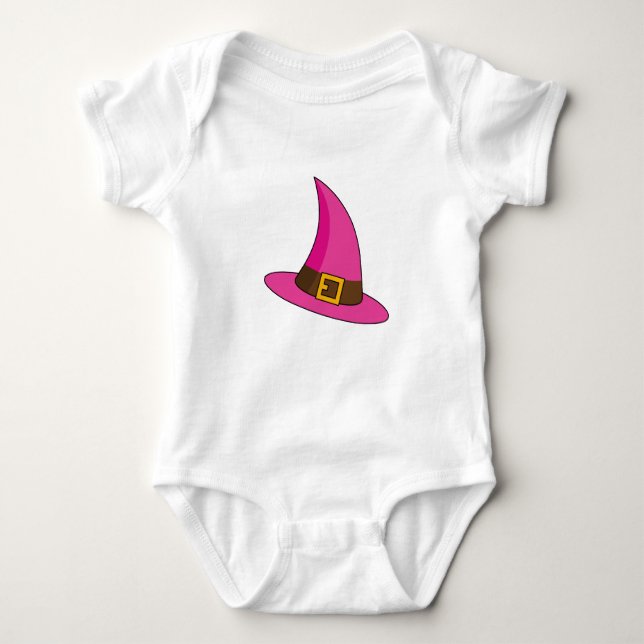 Pink Witch Hat Baby Bodysuit (Front)