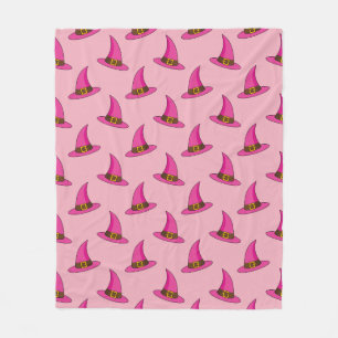Pink Witch Hat Fleece Blanket
