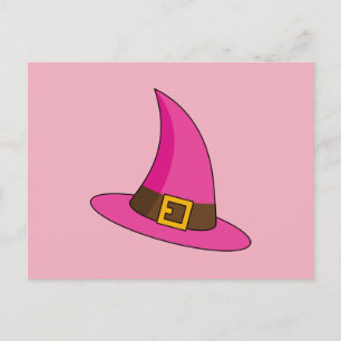 Pink Witch Hat Holiday Postcard