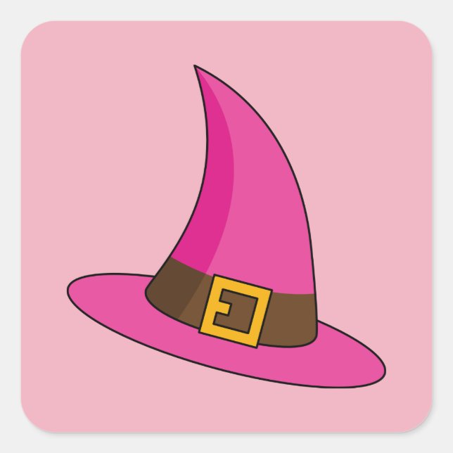 Pink Witch Hat Square Sticker (Front)