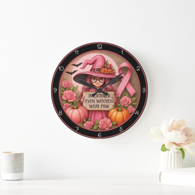 Pink Witch October: Breast Cancer Awareness Sydney Large Clock (Home)