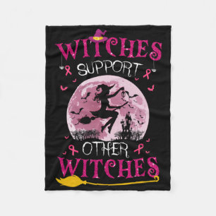 Pink Witches Halloween Cancer Breast Awareness Sup Fleece Blanket