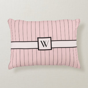 Pink with Black Pinstripes Accent Pillow