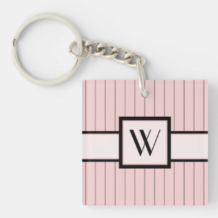 Pink with Black Pinstripes Acrylic Keychain