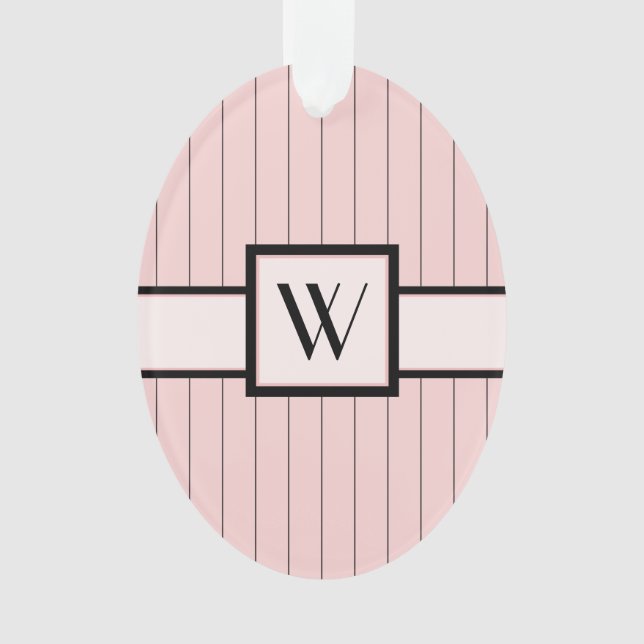 Pink with Black Pinstripes Acrylic Ornament (Front)