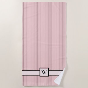 Pink with Black Pinstripes Beach Towel