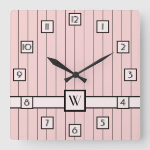 Pink with Black Pinstripes Clock