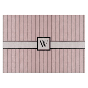 Pink with Black Pinstripes Glass Cutting Board
