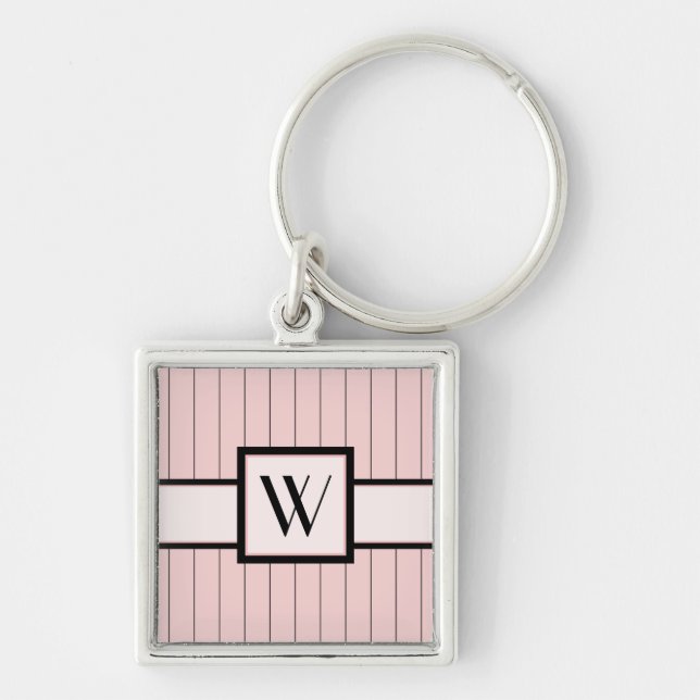 Pink with Black Pinstripes Keychain (Front)