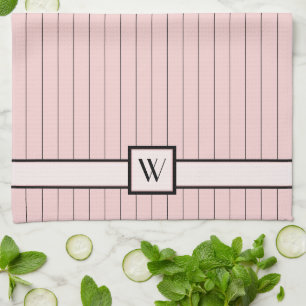Pink with Black Pinstripes Kitchen Towel