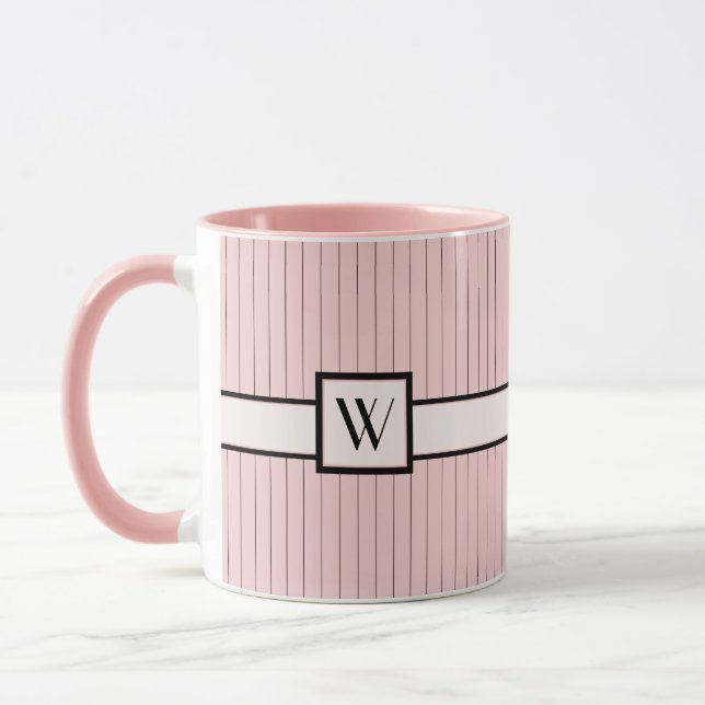 Pink with Black Pinstripes Mug (Left)