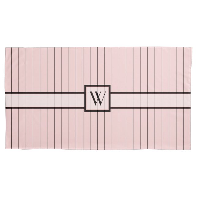 Pink with Black Pinstripes Pillow Case (Front)