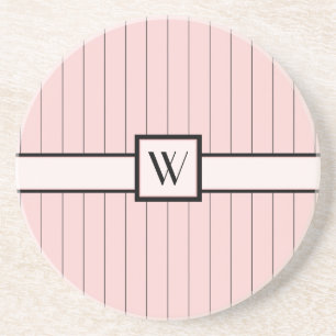 Pink with Black Pinstripes Sandstone Coaster