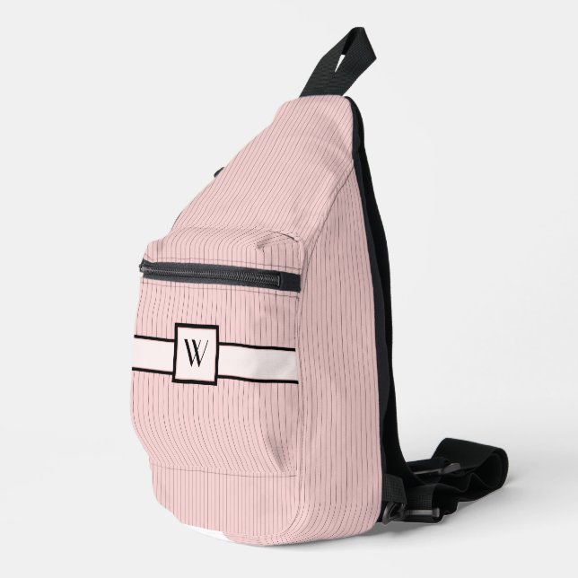 Pink with Black Pinstripes Sling Bag (Right Corner)