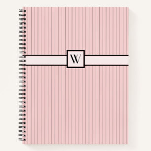Pink with Black Pinstripes Spiral Notebook