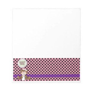 Pink with Black Polka Dots Girl Teddy Bear Notepad