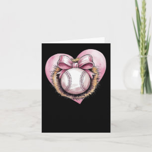 Pink With Bow And Heart – Cute Softball Aesthetic Card
