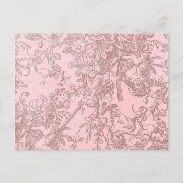 Pink with Brown Fancy Flowers Background Postcard (Front)