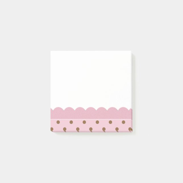 Pink with Brown Polka Dots Post-it Notes (Front)