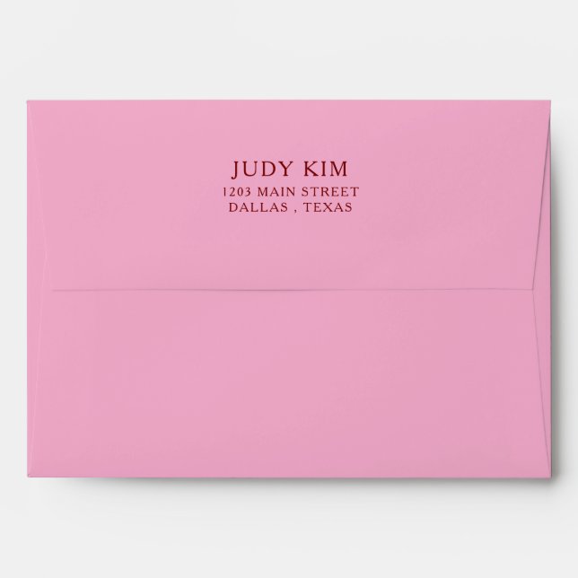 PINK WITH BURGUNDY TEXT CLASSIC  ELEGANT ENVELOPE (Back (Top Flap))