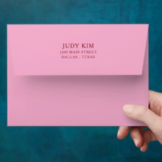 PINK WITH BURGUNDY TEXT CLASSIC ELEGANT ENVELOPE