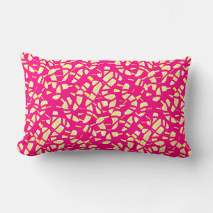 Pink with cream and pale lemon patterns lumbar cushion