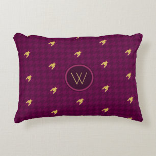 Pink with Gold Accent Houndstooth Accent Pillow