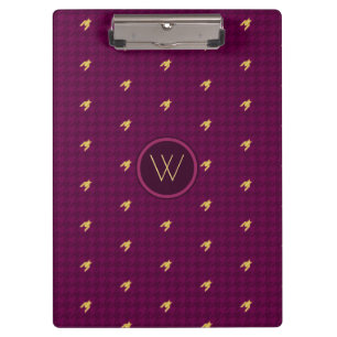 Pink with Gold Accent Houndstooth Clipboard