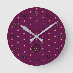 Pink with Gold Accent Houndstooth Clock
