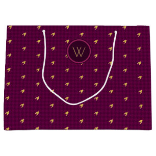 Pink with Gold Accent Houndstooth Gift Bag
